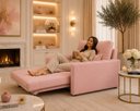 Ver imagem 4 de Poltrona Cama Solteiro 2 em 1 Conforto, Elegância Veludo:Rosa