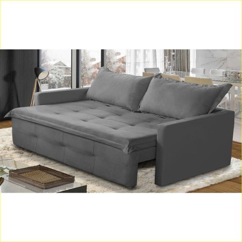 Sofá sem Caixa Retrátil e Reclinável 2,00m com Molas Maira Suede Rover & Beato