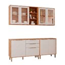 Ver imagem 2 de Cozinha Modulada 4 Peças Brilhante com 2 Balcões e 2 Armários Aéreos Bege/Cinamomo/Off White