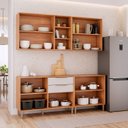 Ver imagem 4 de Cozinha Modulada 4 Peças Brilhante com 2 Balcões e 2 Armários Aéreos Bege/Cinamomo/Off White