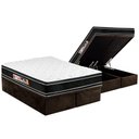 Ver imagem 1 de Cama Box Baú King: Colchão Espuma Castor D33 Black e White Air Euro Pillow + Base CRC Suede Brown(19