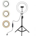 Ver imagem 3 de Ring Light Iluminador Led Usb 10 Polegadas 26cm com Suporte Tripé 2 Metros