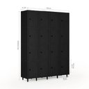 Ver imagem 3 de Armário Roupeiro Locker Guarda-Volume de Aço 16 Portas Pequenas com Fecho para Cadeado Vestiário Preto