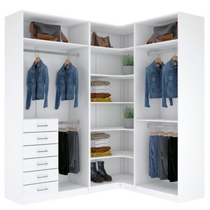 KIT CLOSET EM L CABIDEIRO GAVETEIRO PRATELEIRA A 2,35 M403.B MUNDI MOVEIS