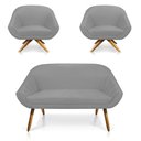 Ver imagem 1 de Kit 01 Namoradeira 02 Lugares e 02 Poltronas Giratória Giovana Suede Base Madeira MA30 - D’Rossi - C