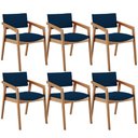 Ver imagem 1 de Kit 06 Cadeiras para Sala de Jantar Estar Living Giorgia B04 Suede Azul Marinho - Lyam Decor