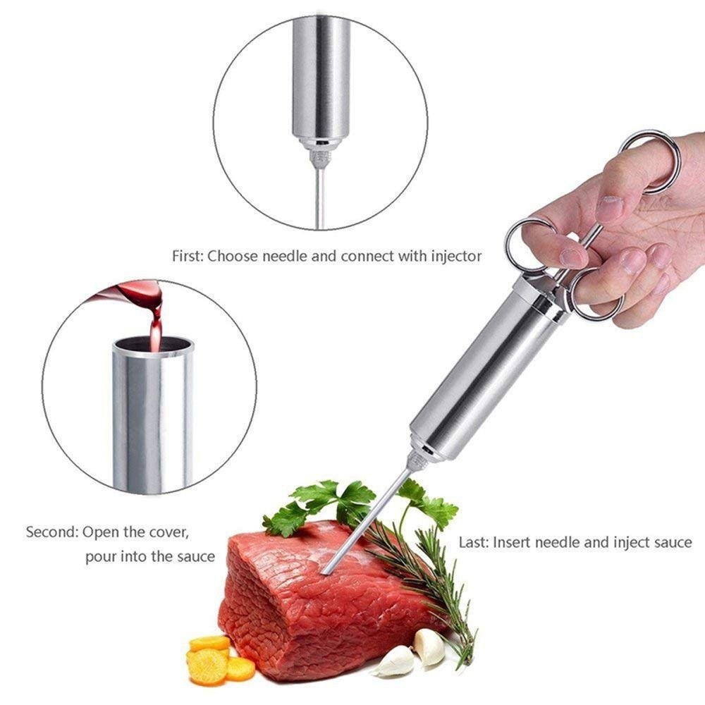 Injetor de Temperos Marinada Inox 3 Agulhas Carne Frango - 2