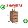 Gaveteiro 3 Gavetas Madeira para Sala e Quarto - 6