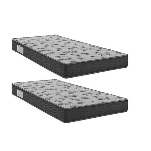 Kit 2 Colchões Solteiro Ortobom D33 Iso 100 88x188x18 Grafite/branco