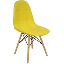 Ver imagem 1 de Cadeira Charles Eames Botonê Eiffel Wood Estofada Couro - Amarela