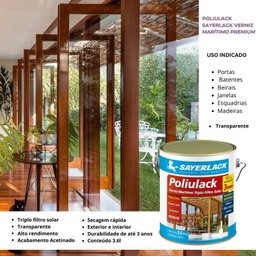 Verniz Marítimo Premium Acetinado Poliulack Transparente 3.6l - 2
