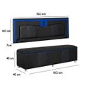 Ver imagem 4 de Kit Quarto Gamer Baú e Painel Fighter Usb 160cm Cama Queen:preto e Azul
