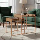 Ver imagem 3 de Conjunto Mesas Laterais Columbia Dourada e Couro | Design Moderno Luxuoso Salas