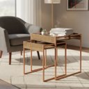 Ver imagem 1 de Conjunto Mesas Laterais Columbia Dourada e Couro | Design Moderno Luxuoso Salas
