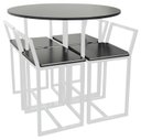 Ver imagem 1 de Mesa Redonda Jantar Prime Compacta Branca de Madeira Preta 4 Cadeiras BF Decor