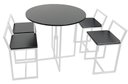 Ver imagem 2 de Mesa Redonda Jantar Prime Compacta Branca de Madeira Preta 4 Cadeiras BF Decor