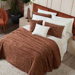 Cobertor Manta Zurique Trançado Avulso Casal - Dupla Face Mantinha Plush Fleece Sherpa Trançada Alto - 2