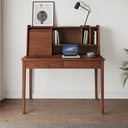 Ver imagem 1 de Escrivaninha 110cm Porta Persiana Estante Madeira Castanho Alisa