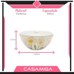 Conjunto 8 Bowl Tigela Cerâmica 550ml Lovely Garden - 5