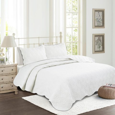 Kit Colcha Solteiro Camesa Ilusion Studio 160x230cm 2 Peças Branco