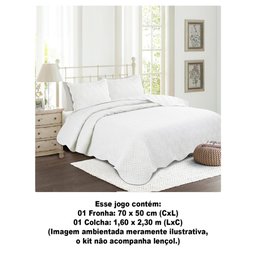 Kit Colcha Solteiro Camesa Ilusion Studio 160x230cm 2 Peças Branco - 3