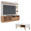 Ver imagem 1 de Estante Home Theater Campeche Freijó Off White Matte com Mesa de Centro Jeri Off White Freijó - Coli
