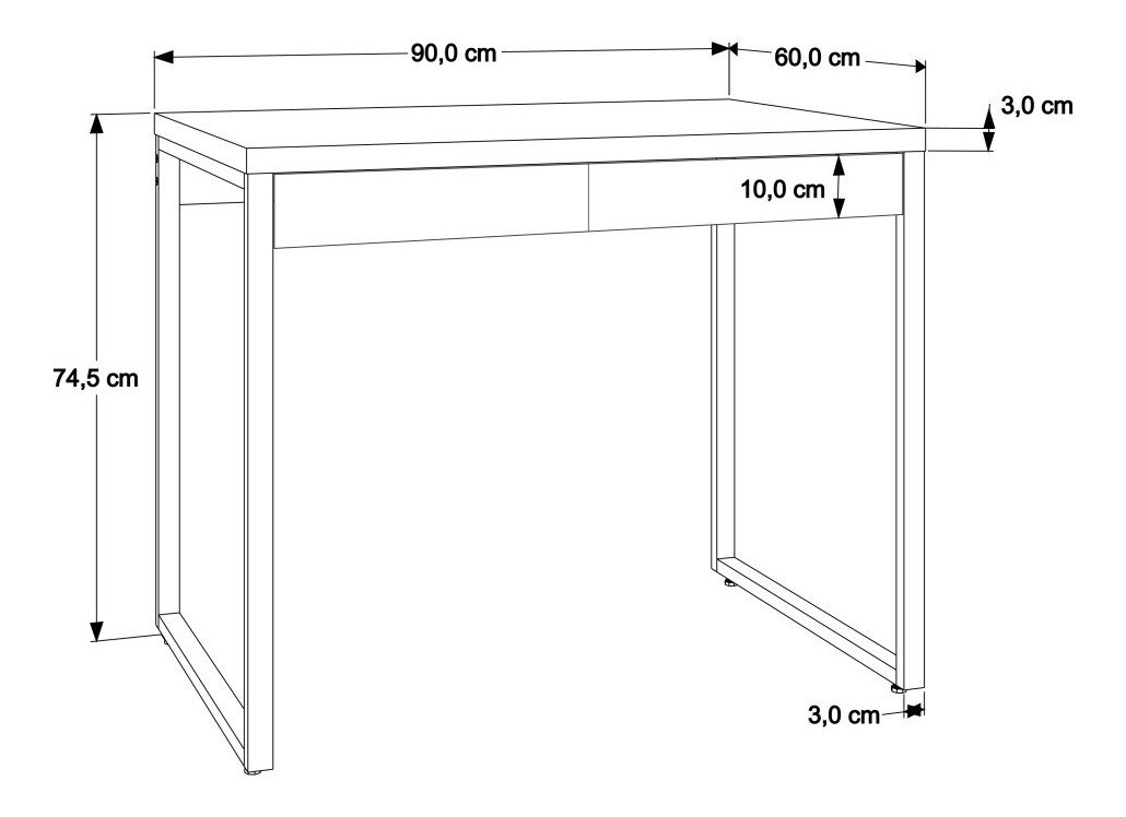Mesa Escritório Office Estilo Industrial 0,90 M C/ 2 Gavetas - 6