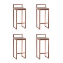 Ver imagem 1 de Kit 4 Banquetas Industrial Alta Bar Cozinha Bistrô em Aço Dori Cobre Assento Suede Bege