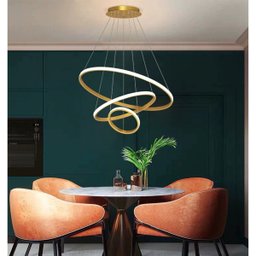Luminaria Pendente 3 em 1 Led Perfil Lustre Aneis Infinito Aro Ajustavel Regulavel Iluminaçao Modern - 5