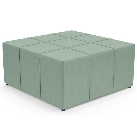 Puff Decorativo para Sala de Estar Quadrado Milano 90x90cm W01 Linho Verde Menta - Lyam Decor