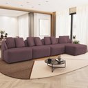 Ver imagem 1 de Sofá 5 Lugares com Chaise Direito Sala Living 328cm Arlo F04 Veludo Lilás - Lyam Decor