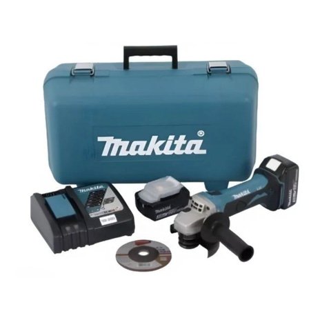 Esmerilhadeira DGA452RFE Makita 11.000RPM Maleta 2 Baterias 18V 3,0 Ah Disco Desbaste Punho Lateral