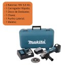 Ver imagem 5 de Esmerilhadeira DGA452RFE Makita 11.000RPM Maleta 2 Baterias 18V 3,0 Ah Disco Desbaste Punho Lateral