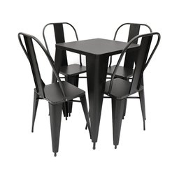 Conjunto Mesa Industrial em Aço Iron Tolix com 4 Cadeiras Preta - 1
