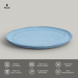 CONJUNTO C/ 6 PRATOS SOBREMESA LINHAS BREEZE Ø 21,5 cm - 3