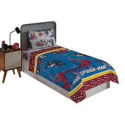 Jogo de Cama Infantil Lepper Homem Aranha Solteiro 3 Peças Microfibra Azul - 1