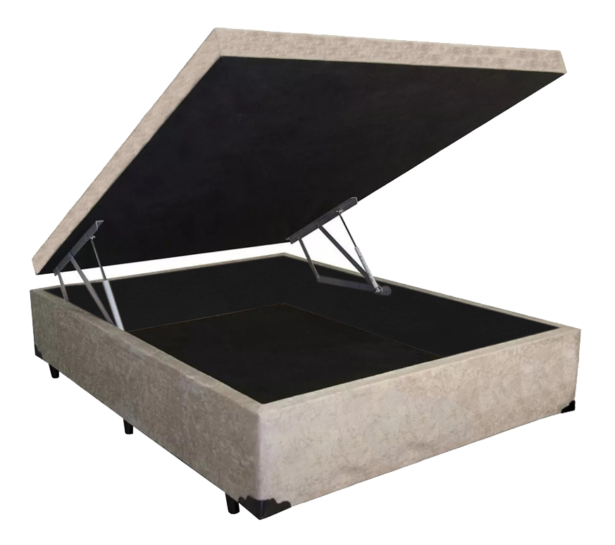 Cama com Baú Pistão Á Gás Casal Bege Suede é boa?