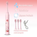 Ver imagem 4 de Escova de Dente Eletrica Kit 2 Uni Infantil Recarregavel 6 Modos Limpeza Oral Higiene Bucal Profunda