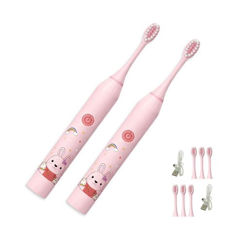 Escova de Dente Eletrica Kit 2 Uni Infantil Recarregavel 6 Modos Limpeza Oral Higiene Bucal Profunda