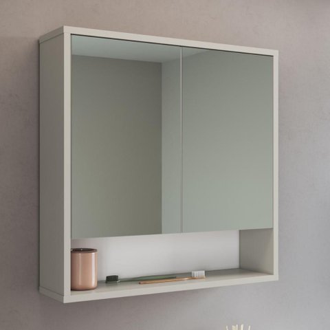 Espelheira para Banheiro 2 Portas 60cm Budapest Branco - Art In Móveis