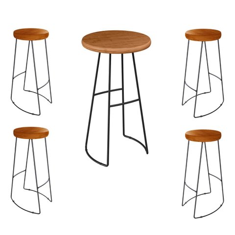 Jogo Mesa Bistrô 4 Banquetas Alta Bar Cozinha Balcão - ÉdeCasaMóveis                                                                           