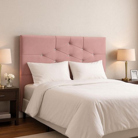 Cabeceira Cama Box Casal 140 Cm Camboriú Suede Rosa
