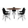 Mesa Jantar Redonda 110cm Amêndoa Clips 3 Pés com 5 Cadeiras Eames Eiffel Pretas Ferro Preto - 2