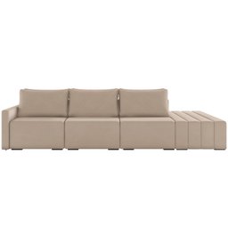 Sofá Ilha Modular para Sala 342cm com Puff Dublin K01 Veludo Bege - Lyam Decor - 3 Sofá Ilha Modular para Sala 342cm com Puff Dublin K01 Veludo Bege - Lyam Decor - 3