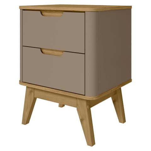 Mesa de Cabeceira 2 Gavetas Pes Madeira 50 cm Vicenza Fendi Hannover Dcasa