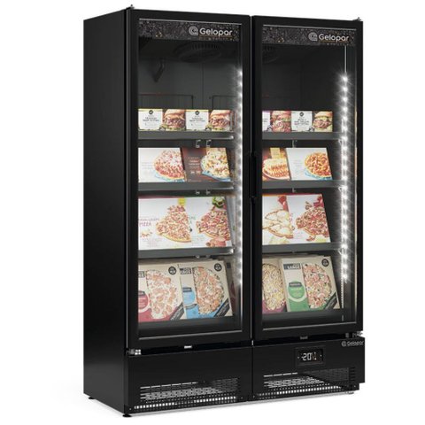 Freezer Expositor Vertical 2 Portas GCVC950ELCB Preto Gelopar 220V