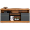 Ver imagem 4 de Rack para Sala de Estar Tv 47 Pol com Rodízios Raya C04 Noce Milano Preto Fosco - Lyam Decor