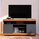Ver imagem 6 de Rack para Sala de Estar Tv 47 Pol com Rodízios Raya C04 Noce Milano Preto Fosco - Lyam Decor