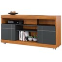 Ver imagem 3 de Rack para Sala de Estar Tv 47 Pol com Rodízios Raya C04 Noce Milano Preto Fosco - Lyam Decor