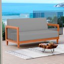 Ver imagem 2 de Sofá Varanda Samoa Madeira Maciça 02 Lugares com Cordas Náutica Linho Cinza - Desk Design